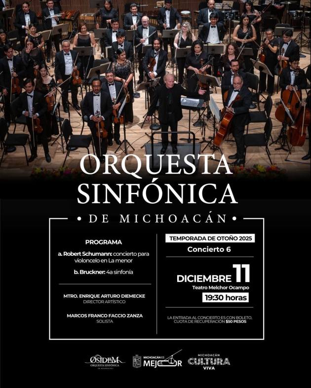OSIDEM presenta repertorio de Schumann y Bruckner en su sexto concierto de temporada Otoño- Invierno 
