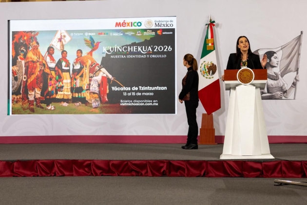 Claudia Sheinbaum y la Titular de SECTUR presentan al Mundo la Kuínchekua 2026, en el marco del Plan Michoacán 