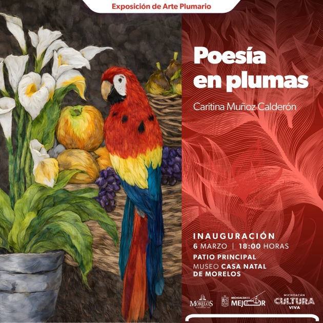 La delicadeza del arte plumario llega al Museo Casa Natal de Morelos 